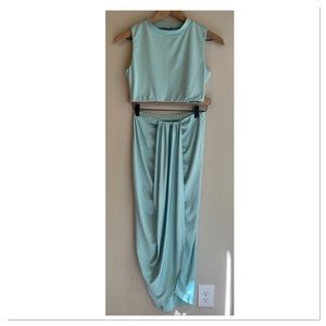 Lattelier Bodycon Skirt And Top Set Aquamarine Blue Size Small